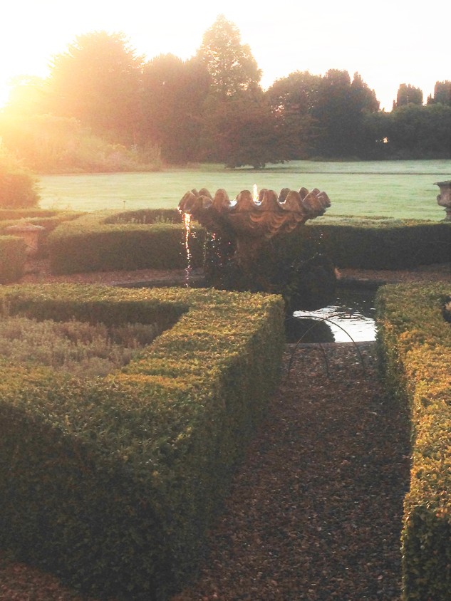 The shell fountain in the parterre at Lamport Hall